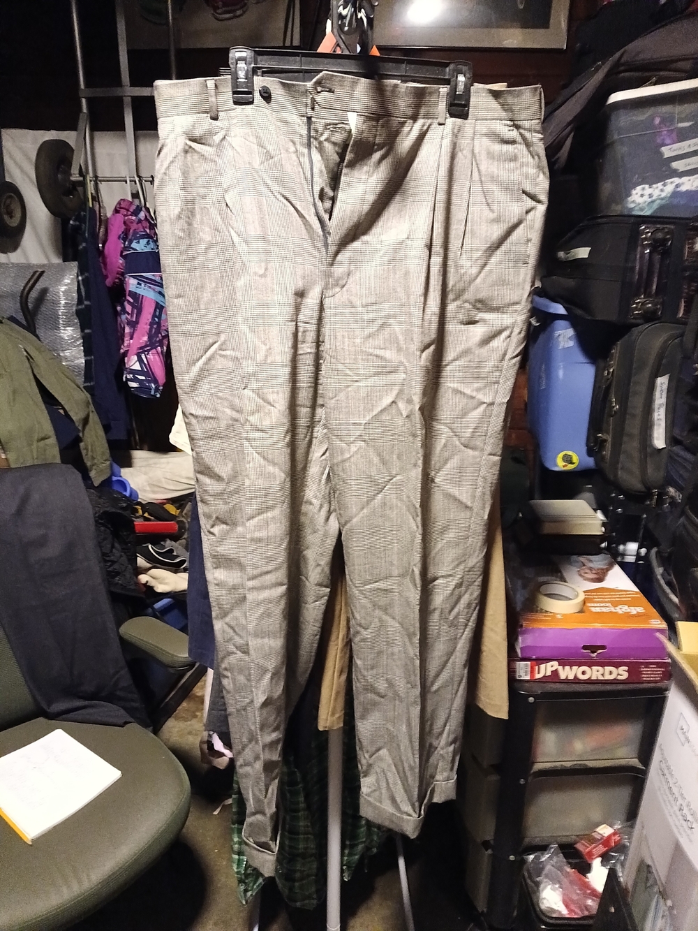 Louis Raphael Light Gray Plaid Men's Dress Pants